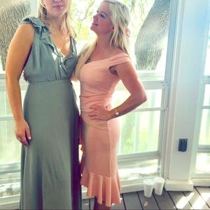 Venus cap sleeve pink ruffle detail dress S